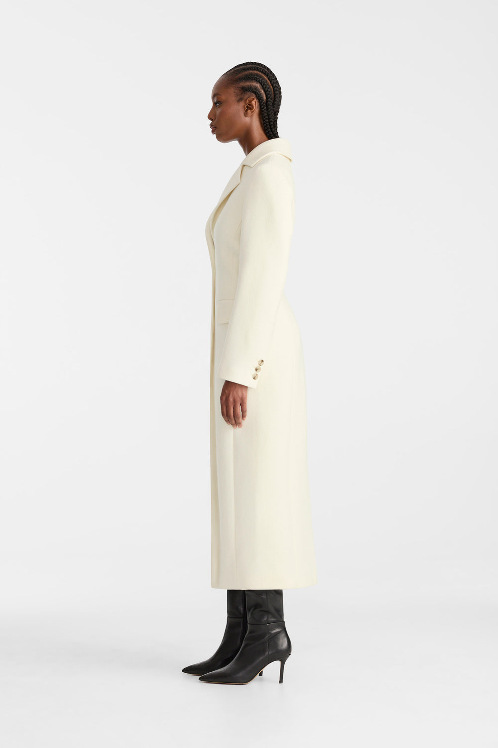 Mackage CORAZON Semi-fitted wool coat-Cream