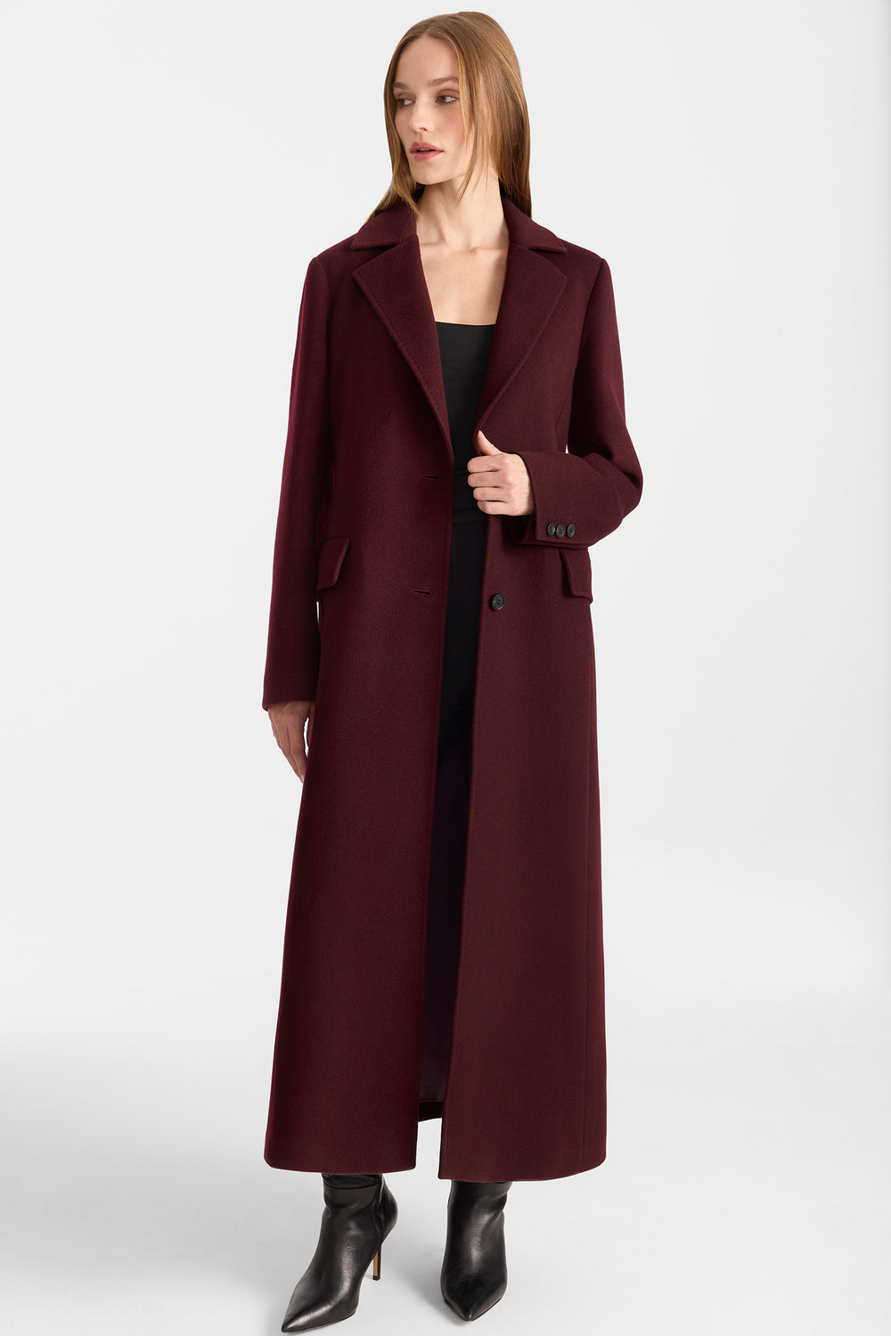 Mackage CORAZON Semi-fitted wool coat- Garnet
