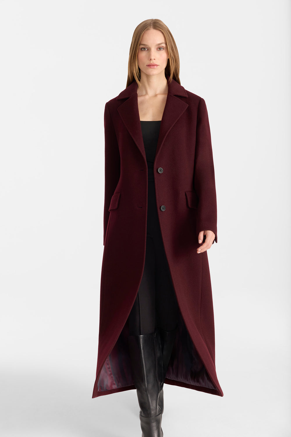 Mackage CORAZON Semi-fitted wool coat- Garnet