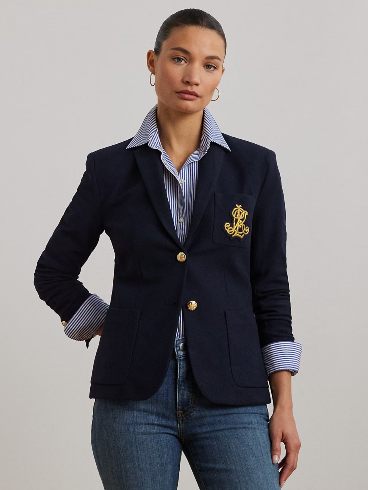 Ralph Lauren Women Bullion Jacquard Blazer - Lauren Navy