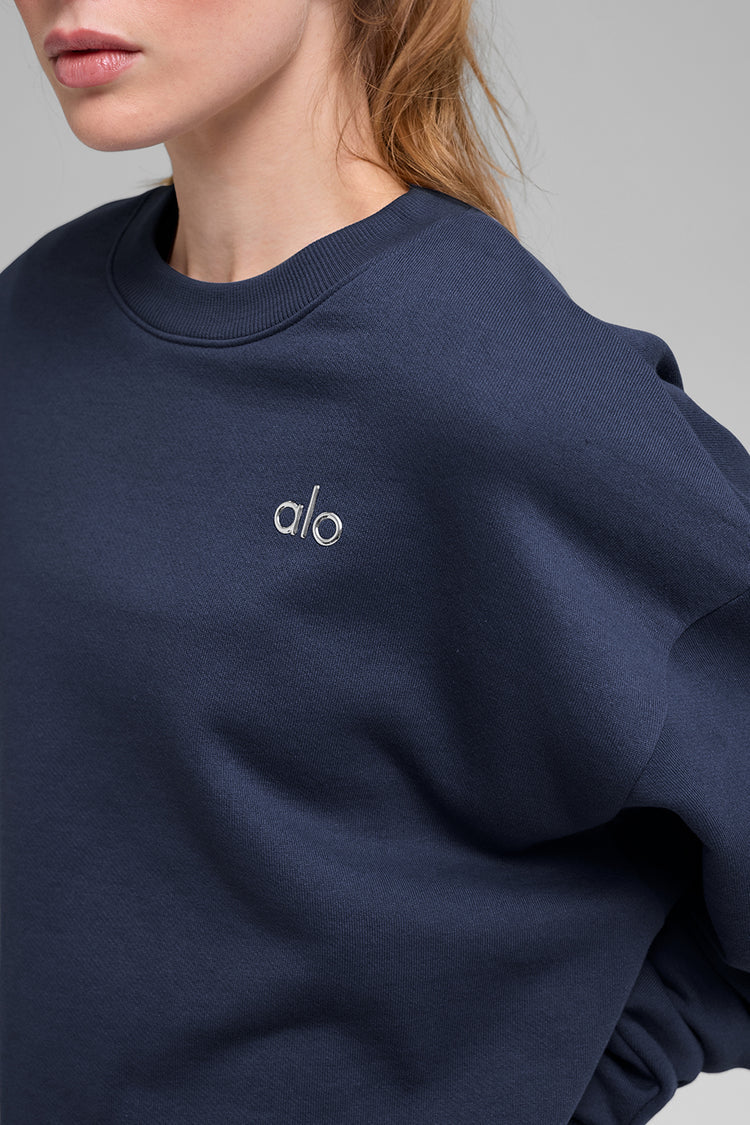 Alo Yoga Accolade Crew Neck Pullover - Navy