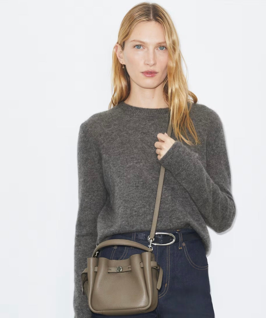 TORY BURCH MINI ROMY BUCKET BAG  -  wild mushroom