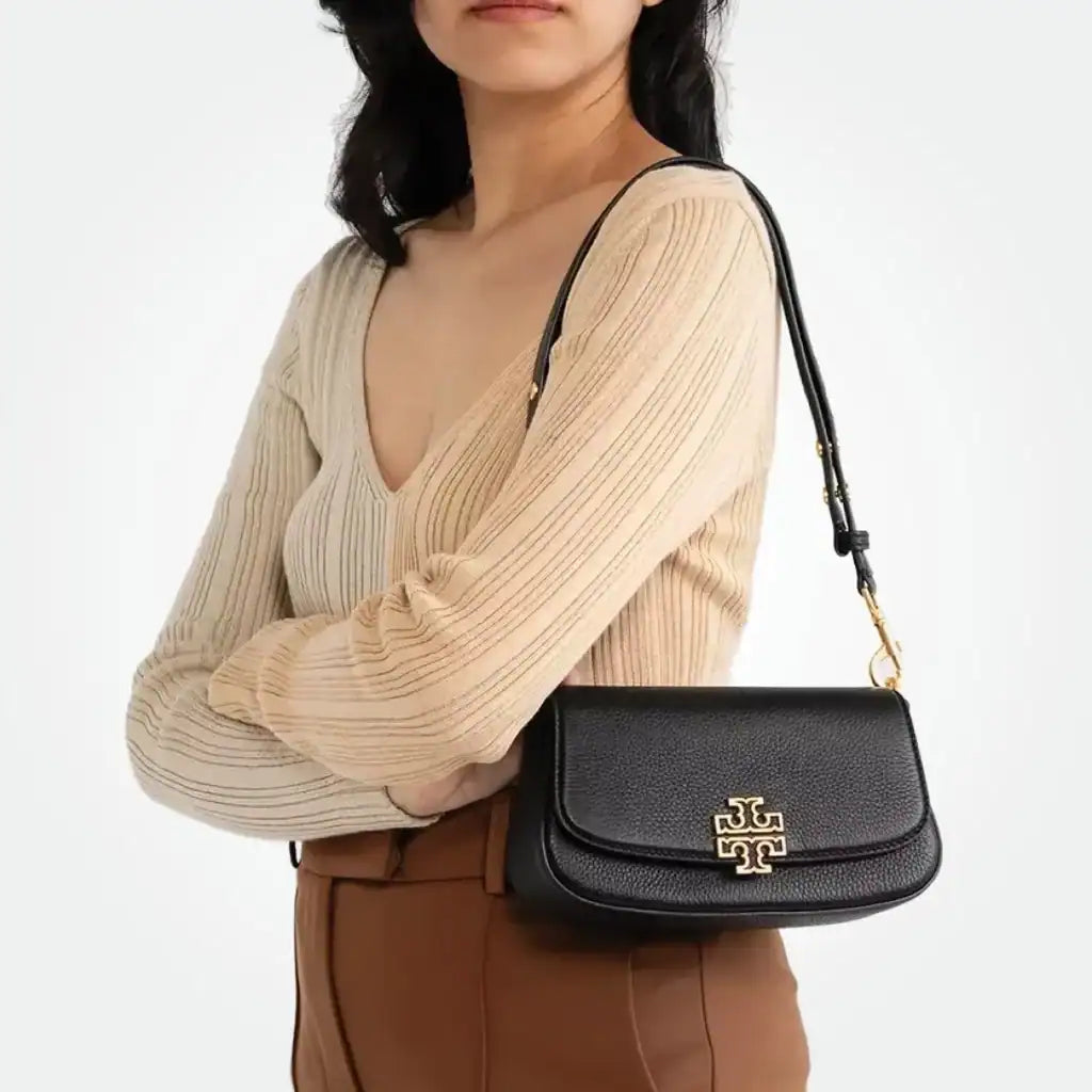 Tory Burch Britten Convertible Crossbody Black Kadın Deri Çanta - Hemen Teslimde