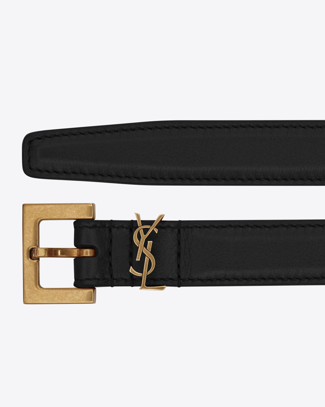 YSL CASSANDRE THIN BELT WITH SQUARE BUCKLE IN BOX SAINT LAURENT LEATHER