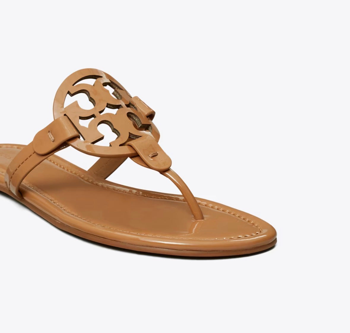 TORY BURCH MILLER PATENT SANDAL  -  tan