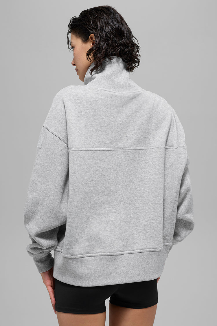 Alo Yoga Hazy Mock Neck Pullover  -  Athletic Heather Grey