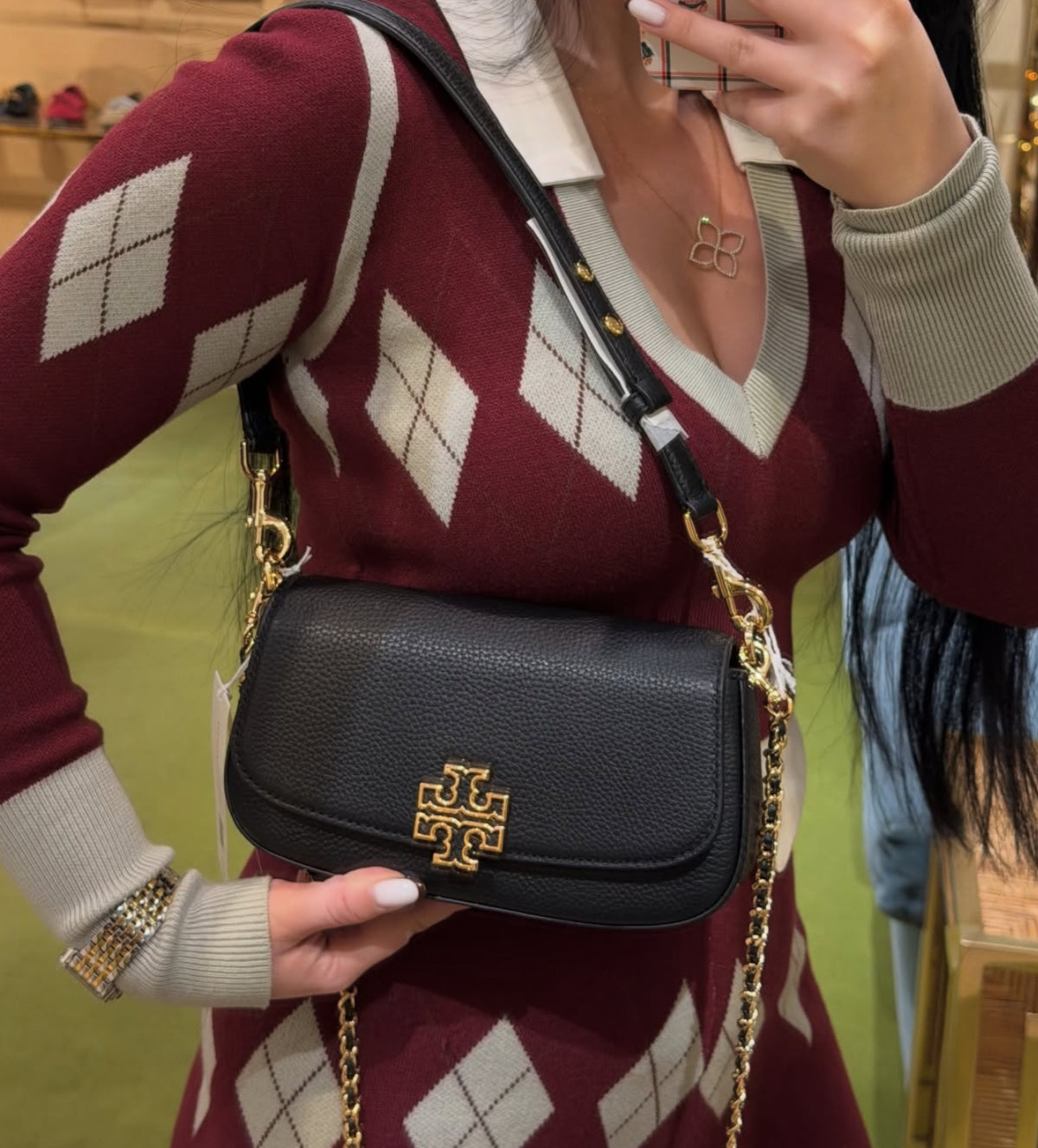 Tory Burch Britten Convertible Crossbody Black Kadın Deri Çanta - Hemen Teslimde