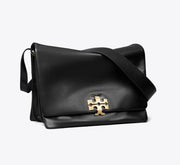 TORY BURCH LARGE CHARLIE RUNWAY SHOULDER BAG - black/gold