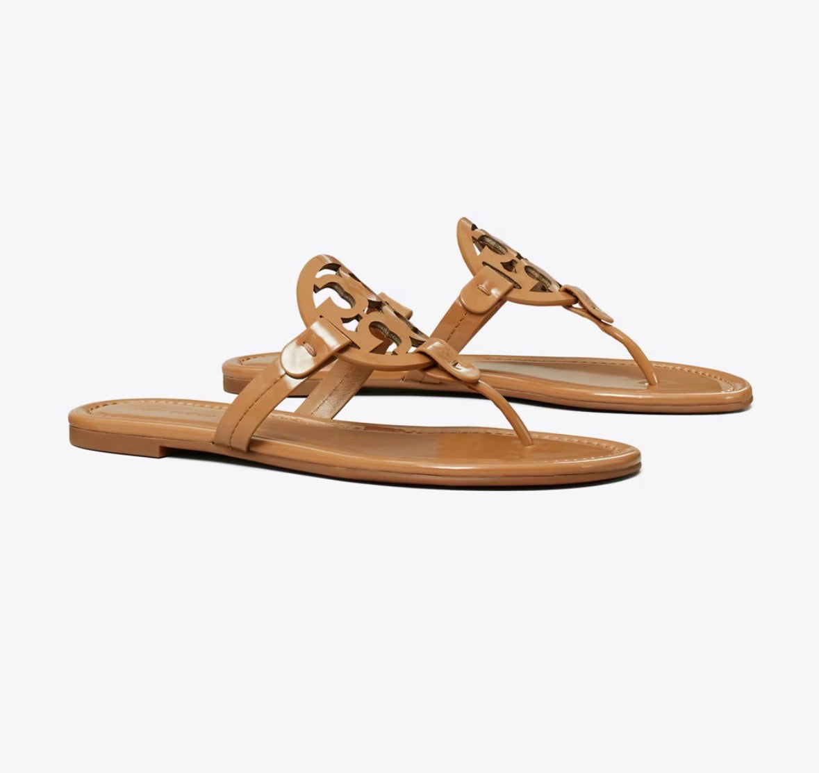 TORY BURCH MILLER PATENT SANDAL  -  tan