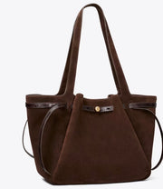 TORY BURCH ROMY SUEDE TOTE - dark cocoa