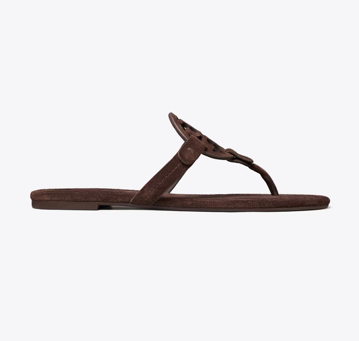 TORY BURCH MILLER SUEDE SANDAL  -  dark cocoa