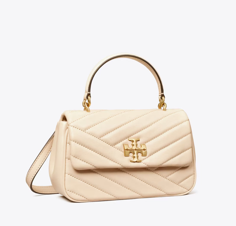 TORY BURCH KIRA CHEVRON TOP-HANDLE NEW CREAM BAG - HEMEN TESLİMDE