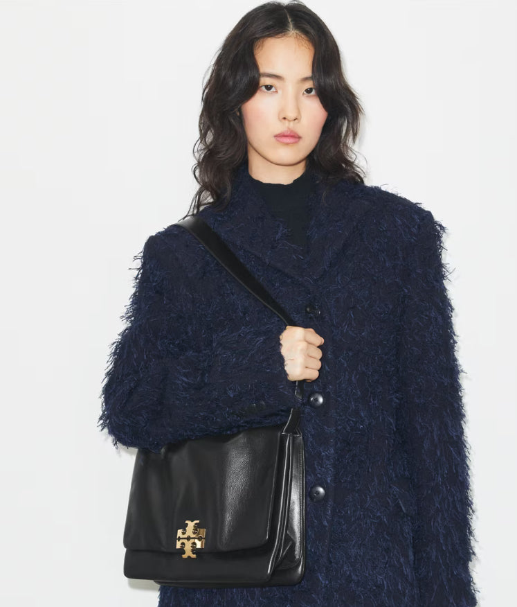 TORY BURCH LARGE CHARLIE SHOULDER BAG - black/gold