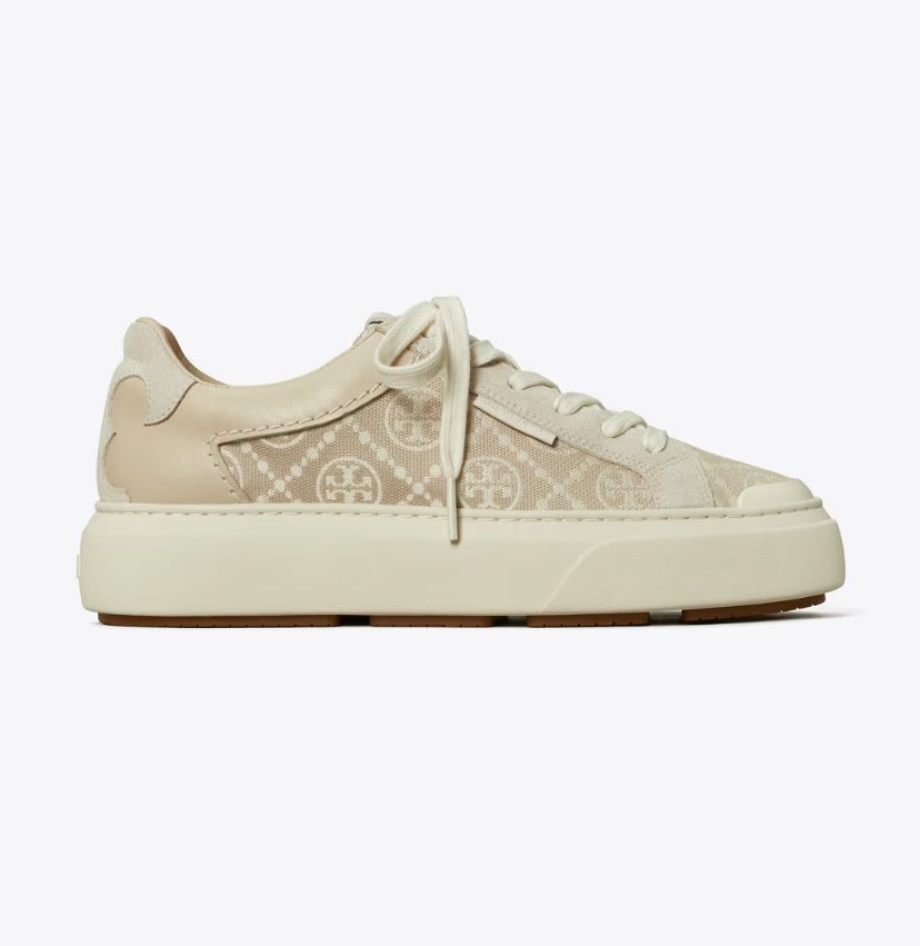 TORY BURCH T MONOGRAM LADYBUG SNEAKER - NEW CREAM/CALCARE