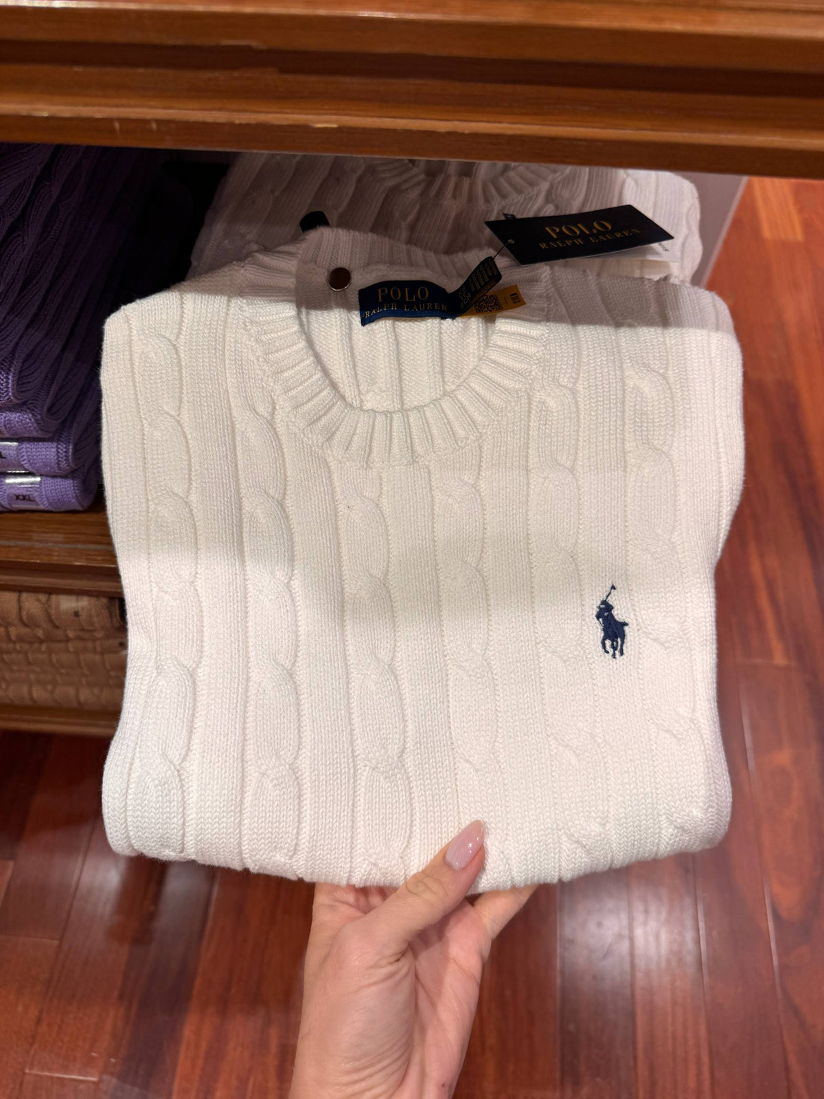 Ralph Lauren Women Cable-Knit Cotton Short-Sleeve Sweater White