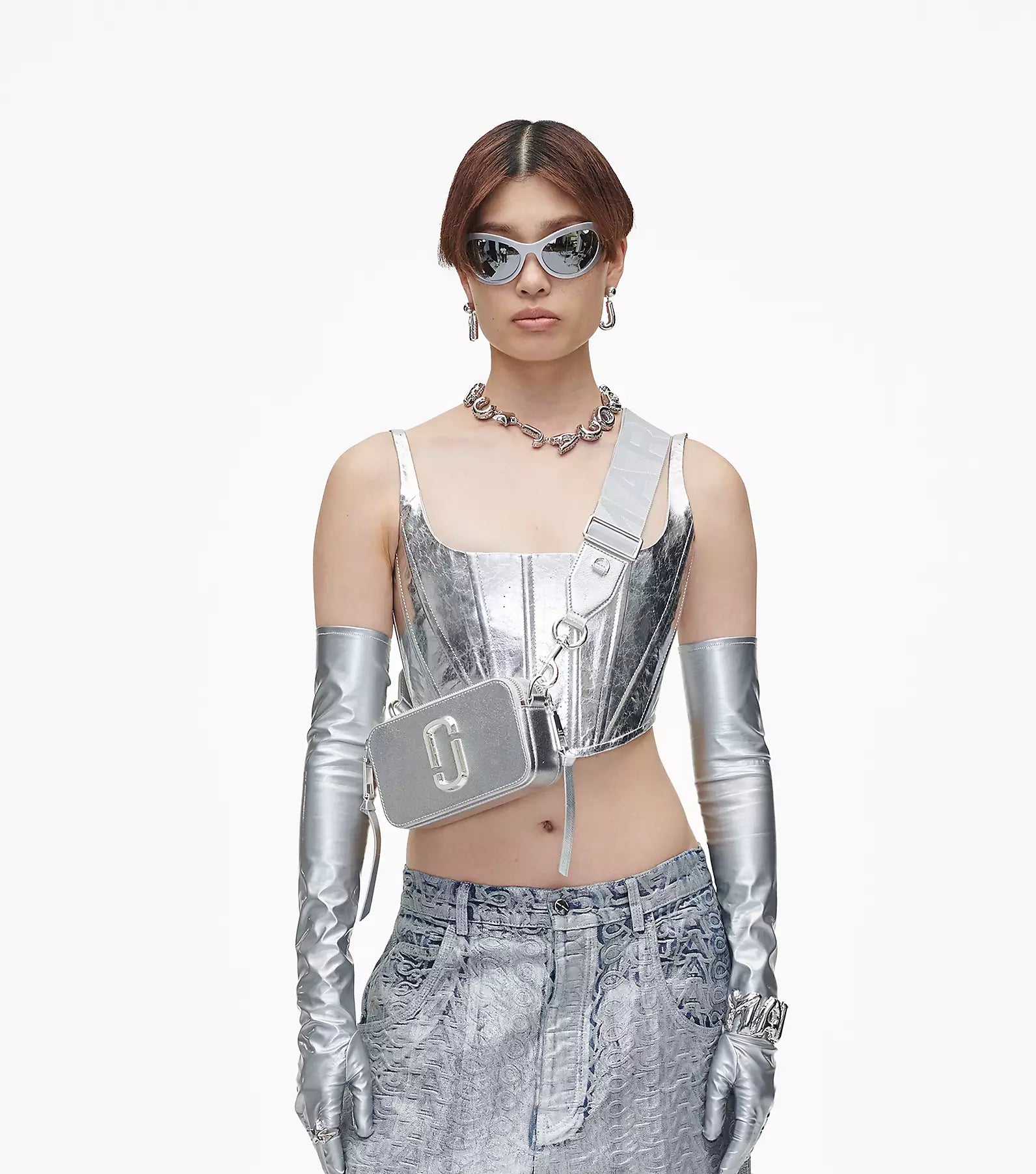 Marc Jacobs Snapshot Metallic Silver Kadın Deri Çanta  - HEMEN TESLİMDE