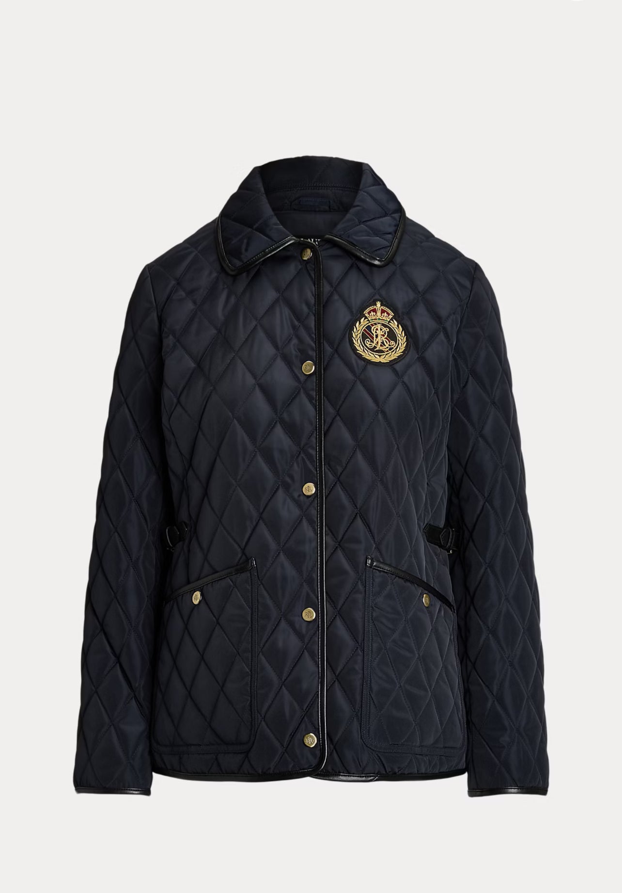 Ralph Lauren Faux Leather Trim Crest Patch Jacket Lacivert