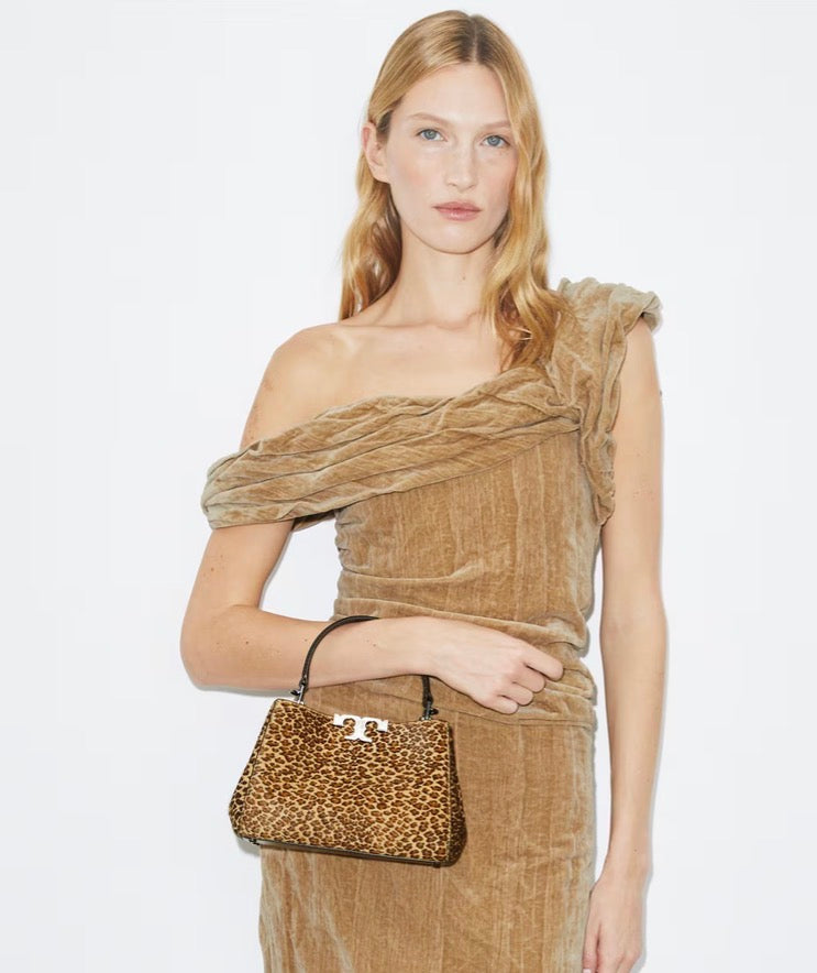 TORY BURCH MINI ELEANOR CALF HAIR SATCHEL  -  multi