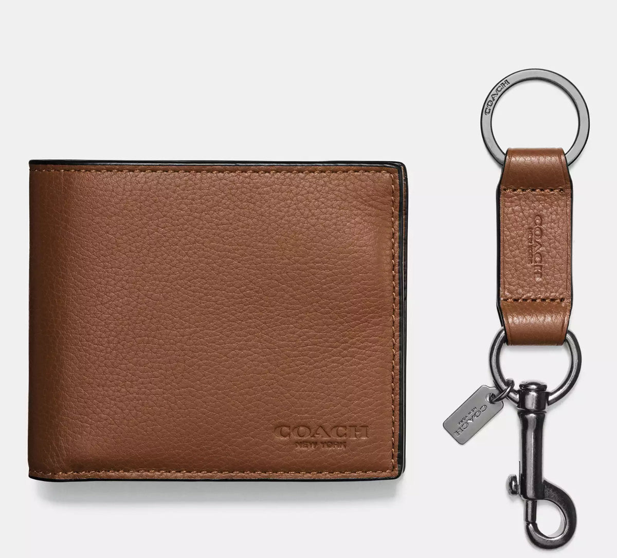 Coach Boxed 3 In 1 Wallet Gift Set - Dark Saddle