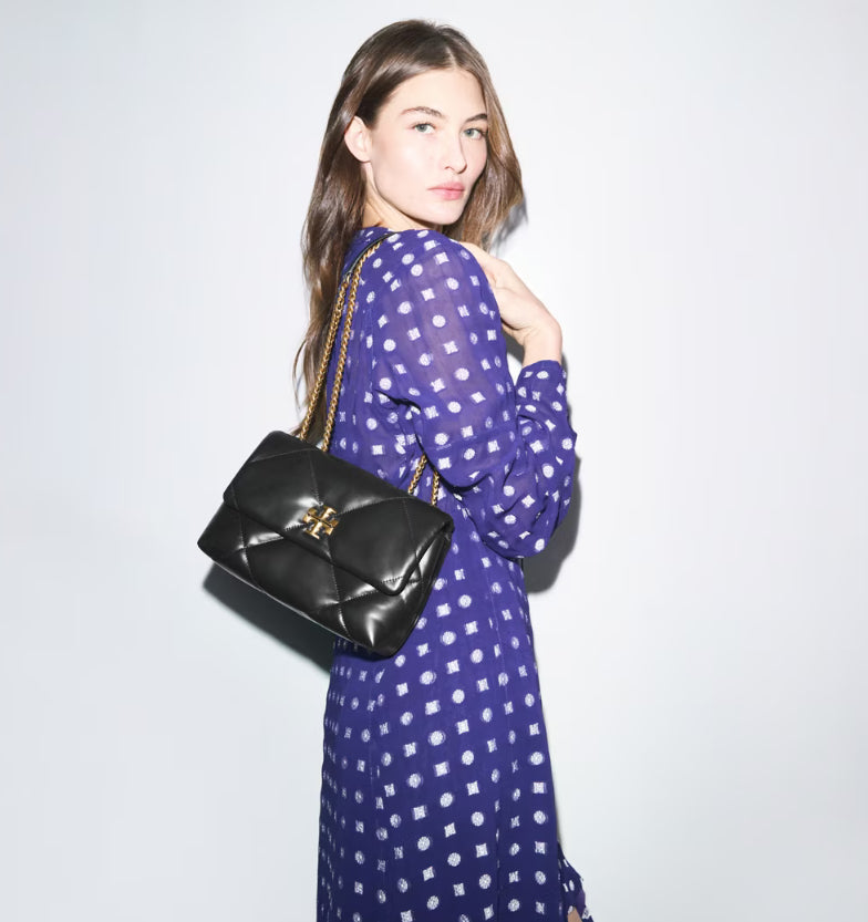 TORY BURCH SMALL KIRA DIAMOND QUILT CONVERTIBLE SHOULDER BLACK BAG - SEZON