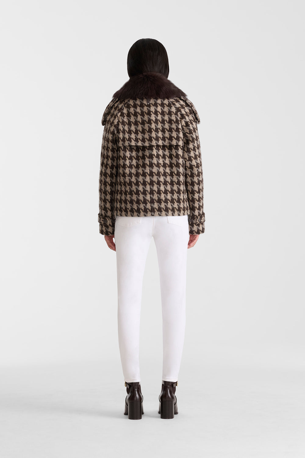 Mackage EDWINA-BHT Houndstooth Patterned Wool coat- Coffee