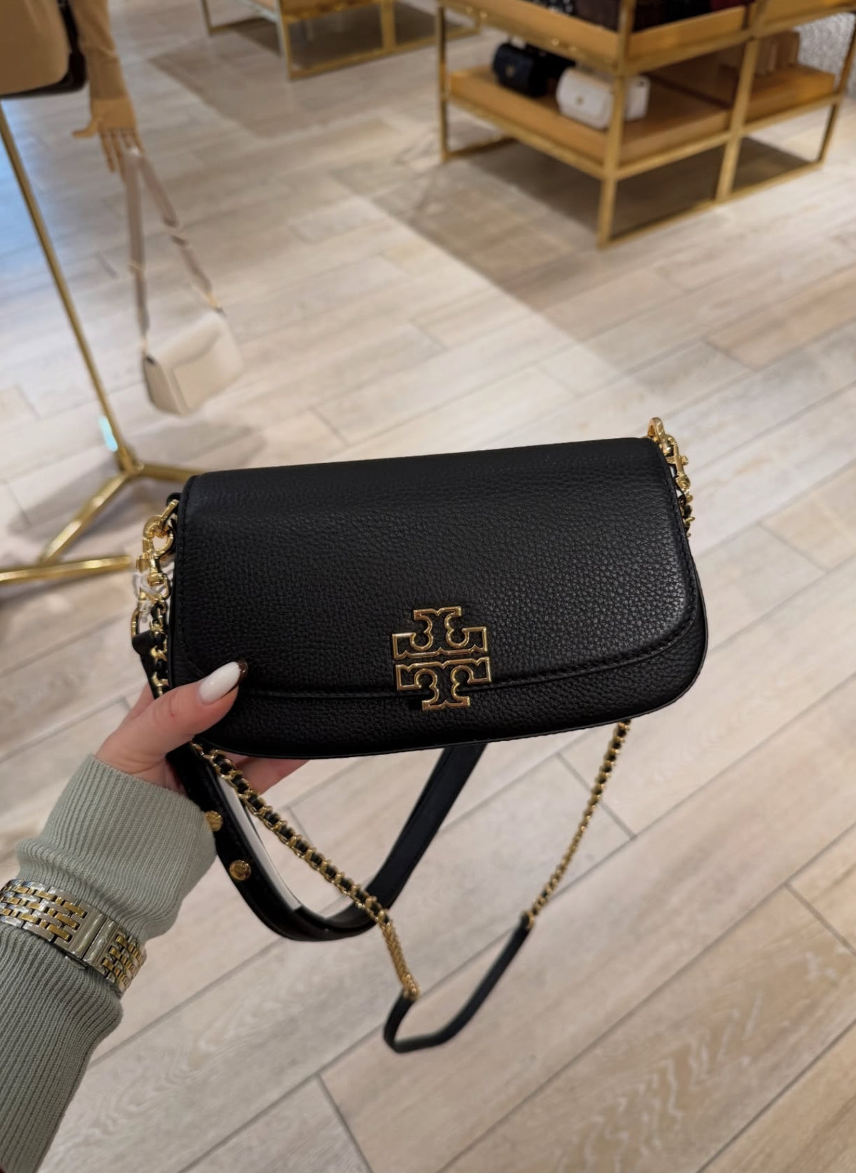 Tory Burch Britten Convertible Crossbody Black Kadın Deri Çanta - Hemen Teslimde