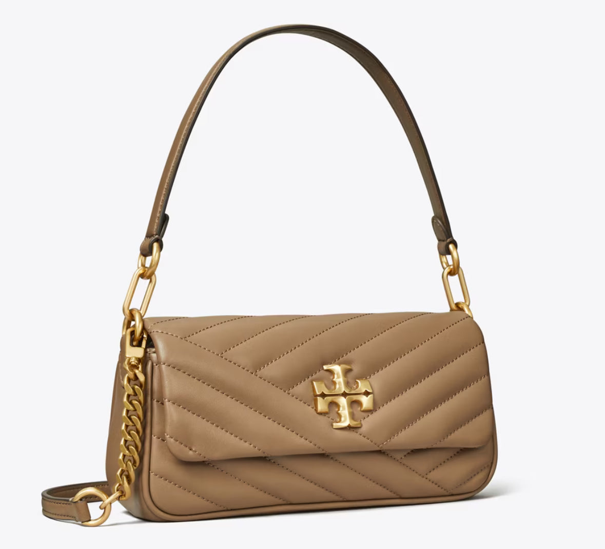 Tory Burch SMALL KIRA CHEVRON FLAP SHOULDER BAG - Sandpiper - HEMEN TESLİMDE