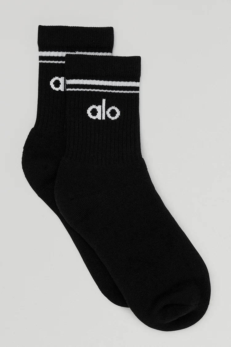 Alo Yoga Unisex Half-Crew Throwback Sock  -  Black/White