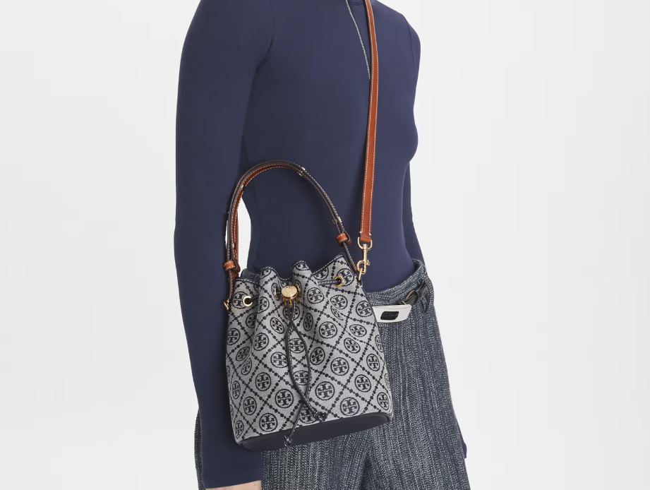 TORY BURCH T MONOGRAM BUCKET BAG-Tory Navy