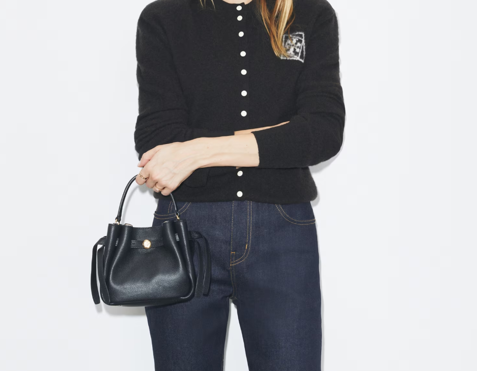 TORY BURCH MINI ROMY BUCKET BAG-Black