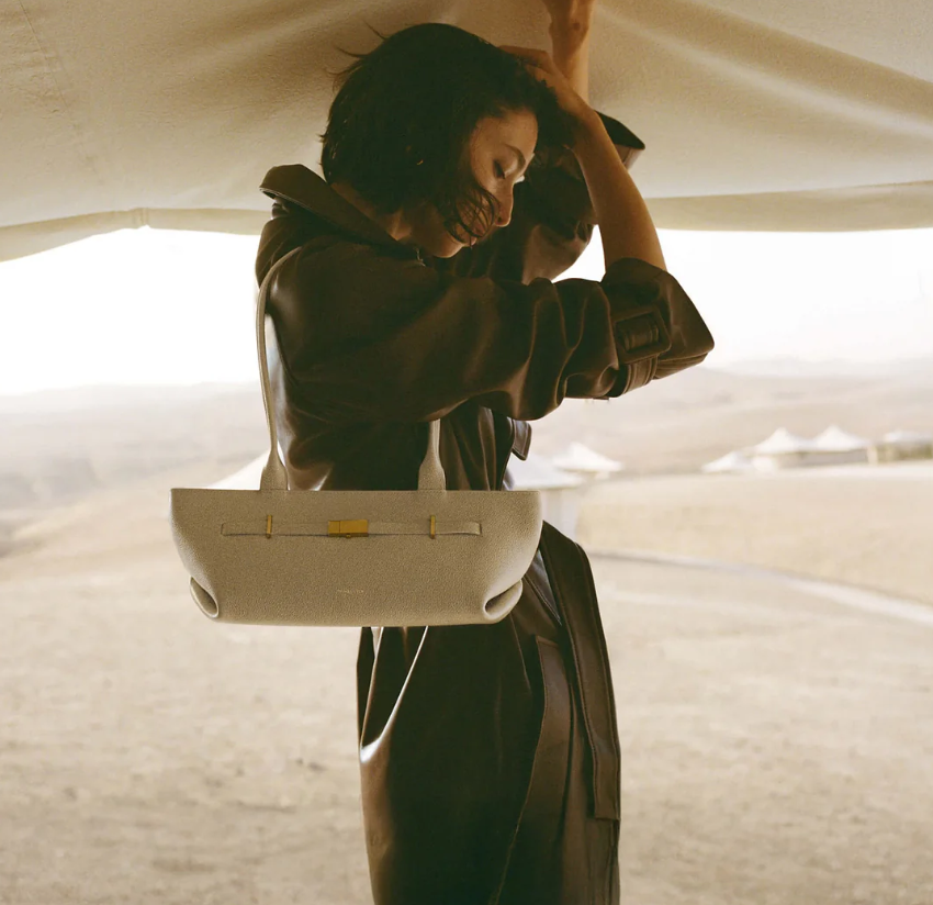DeMellier The New York Shoulder-Off-White Small Grain