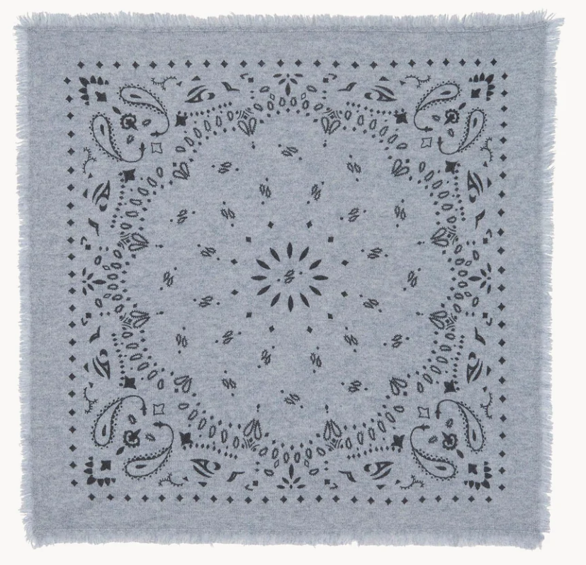 Kujten  - BANDANA HACHIKO Large Printed Cashmere Bandana, 2-threads  -  marl gray