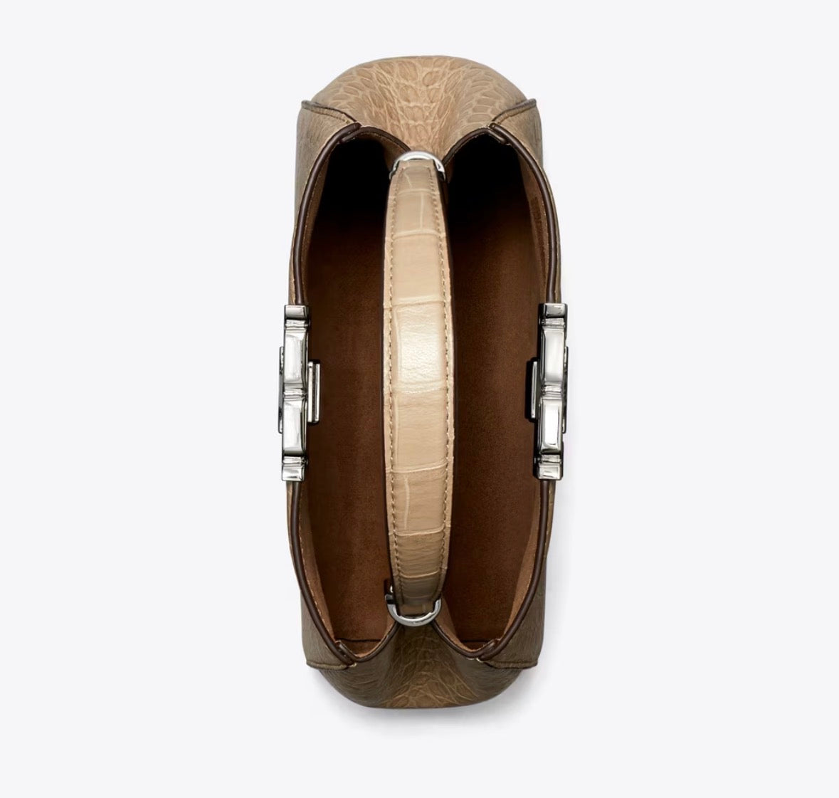 TORY BURCH MINI ELEANOR SOFT CROC-EMBOSSED SATCHEL BAG   -  ginger leaf