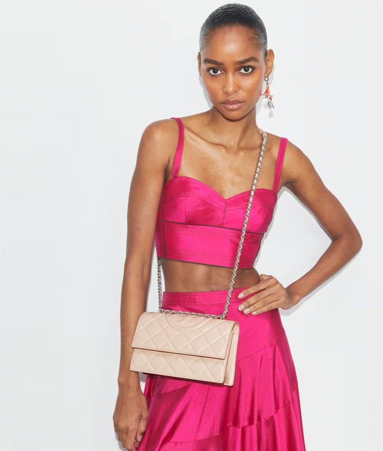 TORY BURCH SMALL FLEMING CONVERTIBLE SHOULDER BAG - SOFT PINK