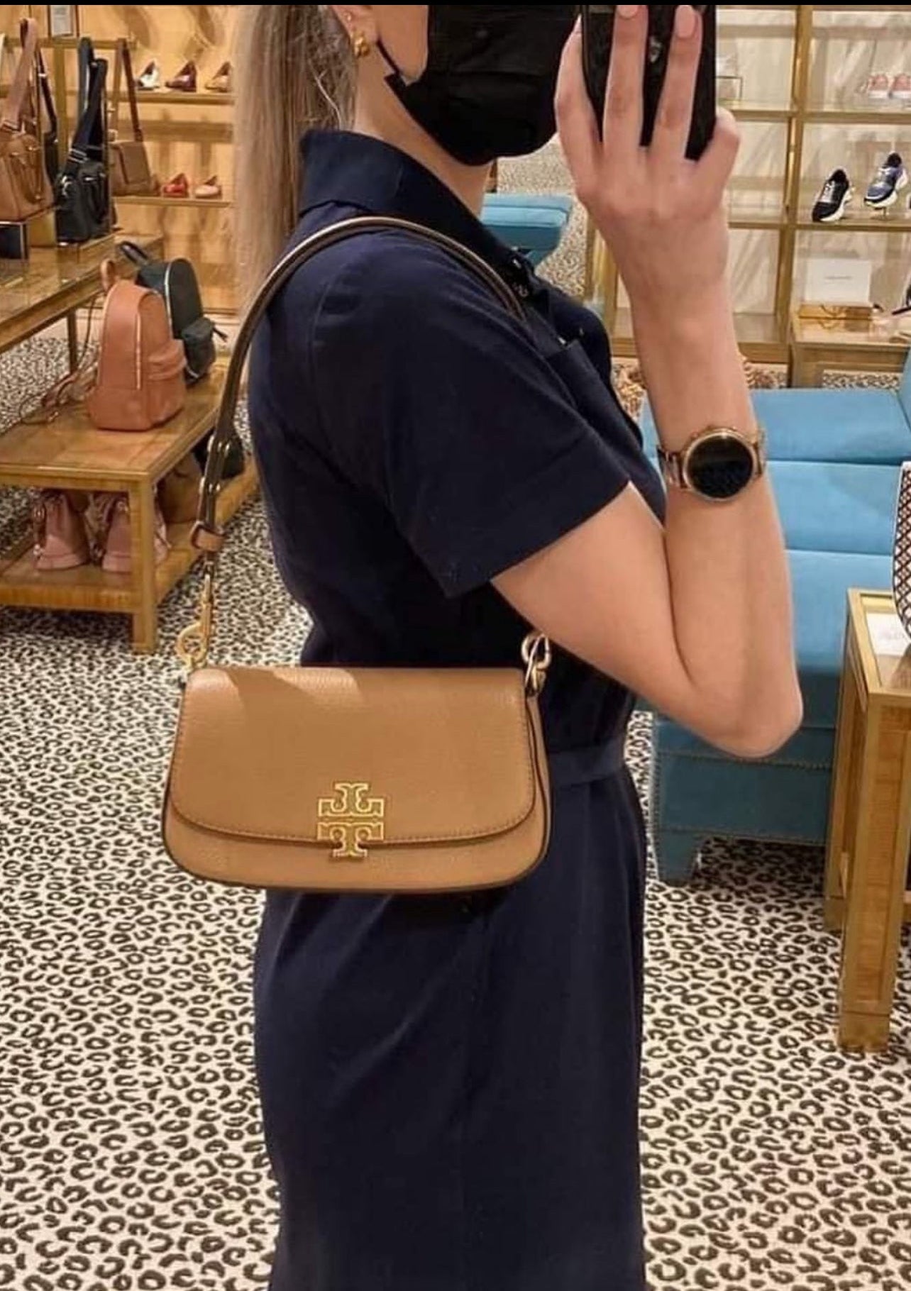 Tory Burch Britten Convertible Crossbody Taba Kadın Deri Çanta