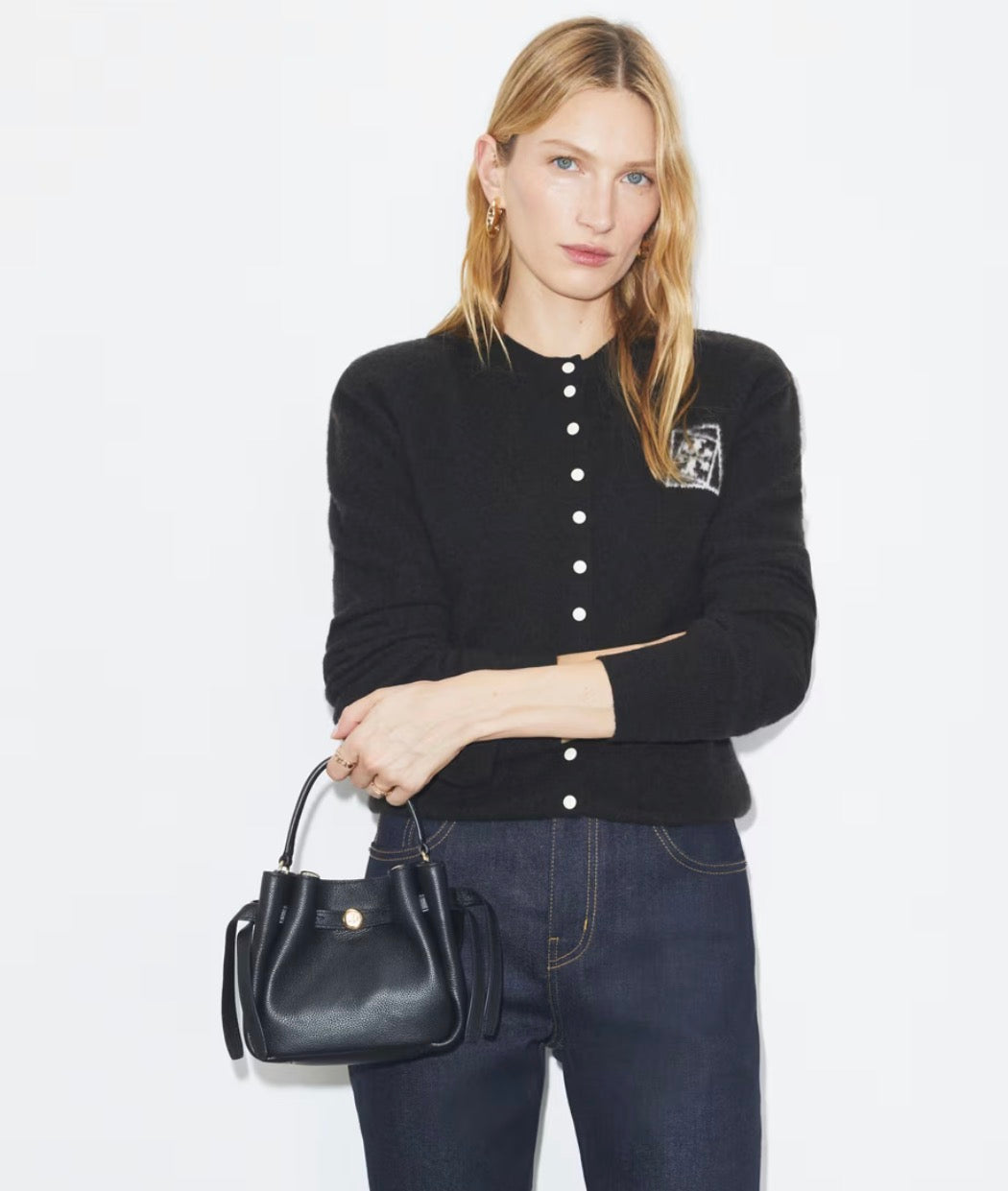 TORY BURCH MINI ROMY BUCKET BAG  - black