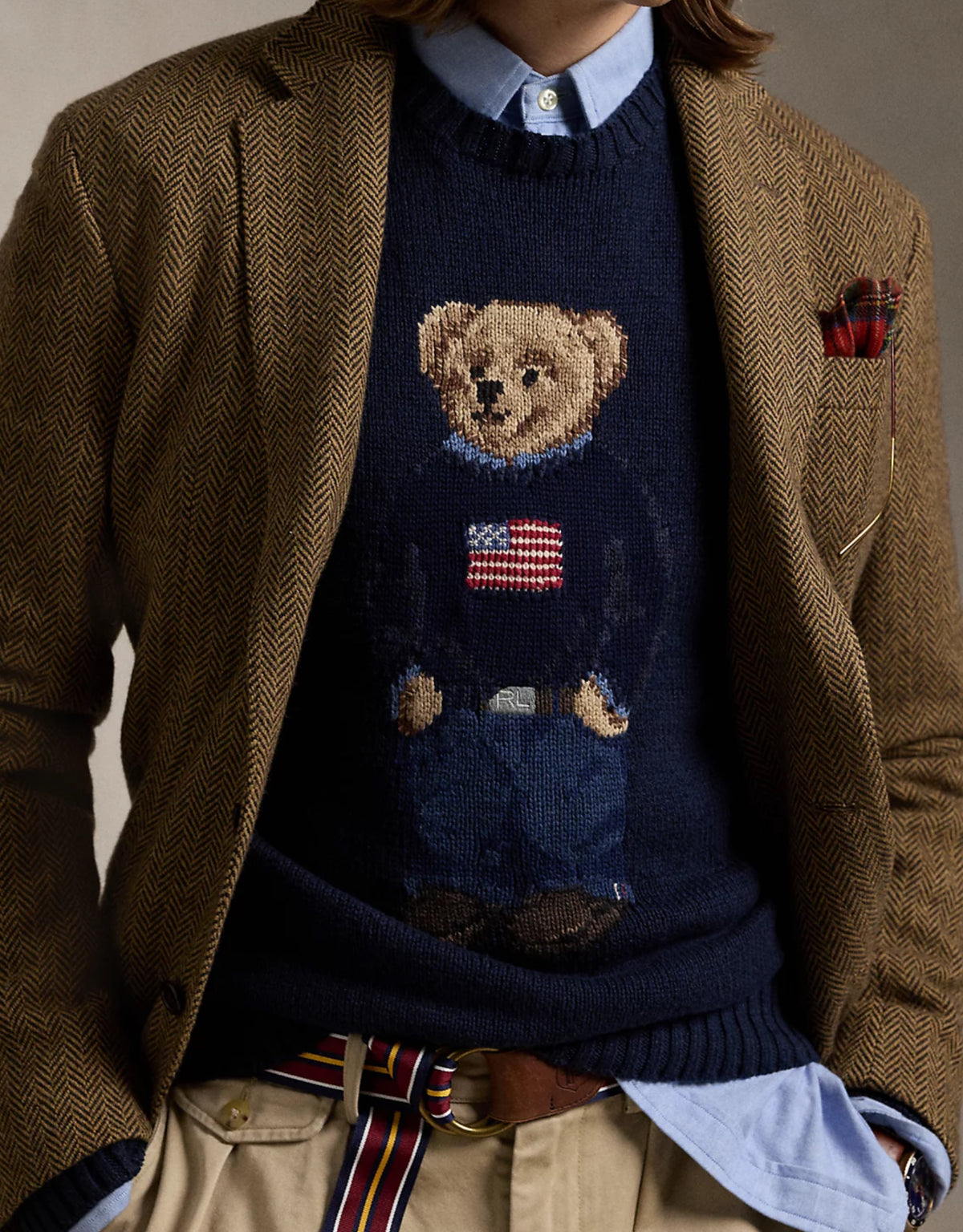 Ralph Lauren UnisexPolo Bear Cotton-Linen Sweater  -  Navy