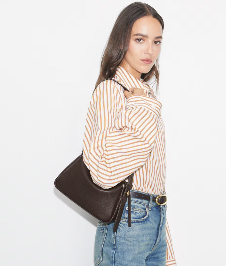 TORY BURCH SMALL ROMY SHOULDER BAG - DEEP BROWN