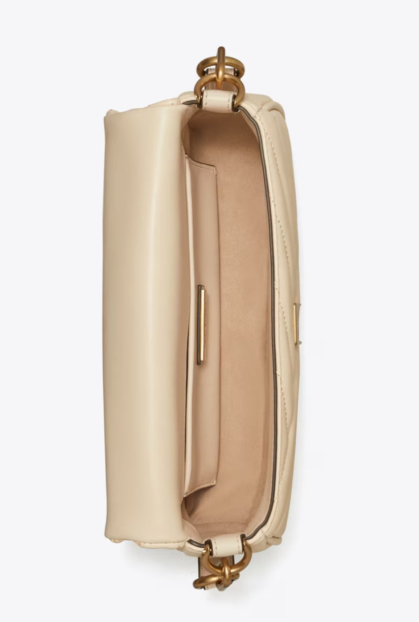 Tory Burch SMALL KIRA CHEVRON FLAP SHOULDER BAG-NEW CREAM - HEMEN TESLİMDE