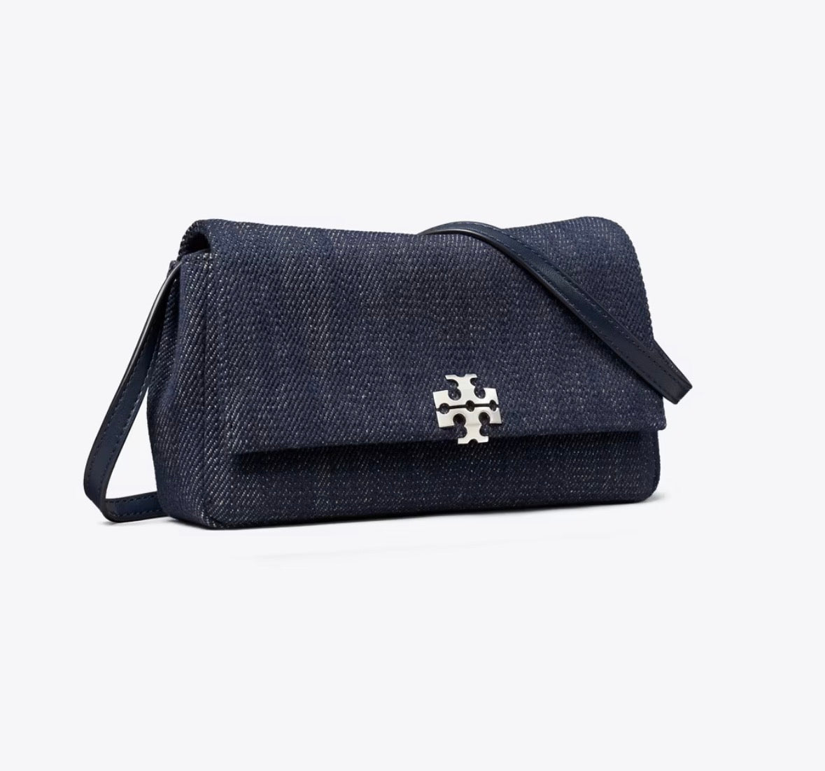 TORY BURCH CHARLIE DENIM WALLET CROSSBODY - midnight