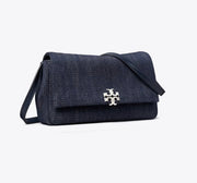 TORY BURCH CHARLIE DENIM WALLET CROSSBODY - midnight