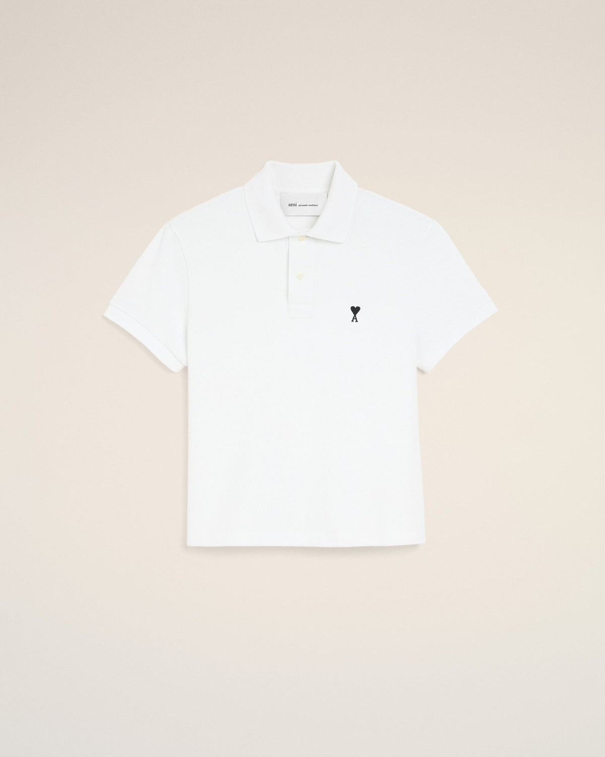 Ami Paris White cotton polo with Ami de Coeur  -  WHITE/BLACK