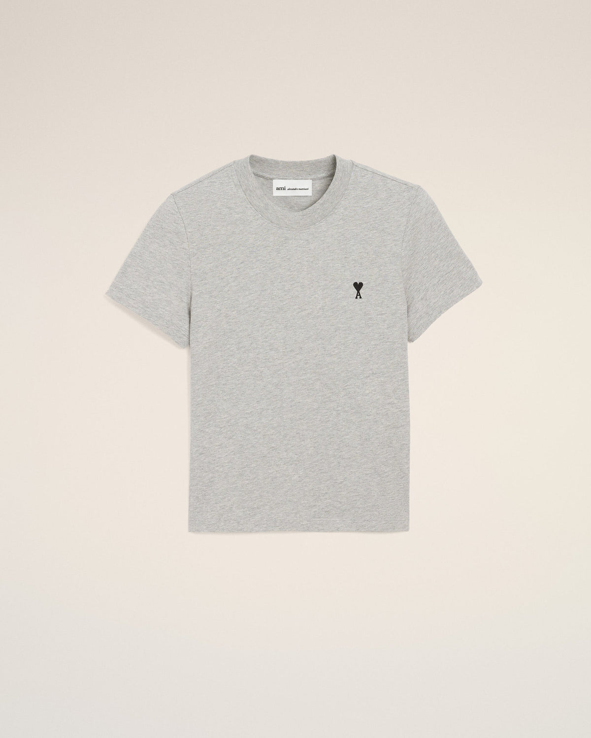 Ami Paris Grey Cotton Cropped Contrasted Adc T Shirt  -  HEATHER ASH GREY