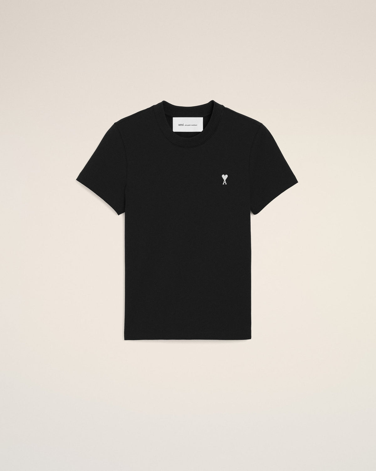 Ami Paris Black Cotton Ami De Coeur Cropped T-shirt  -   BLACK/WHITE CREAM