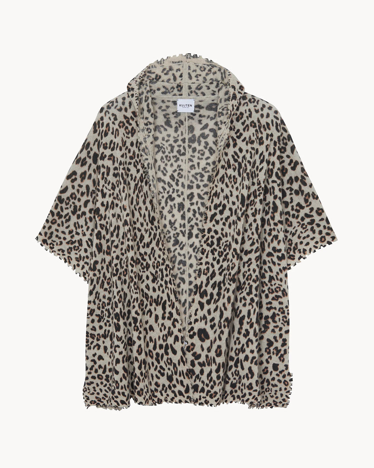 Kujten  -  Cape Maty Women Cashmere Cape, 2-threads   -  Leoprint Oats White