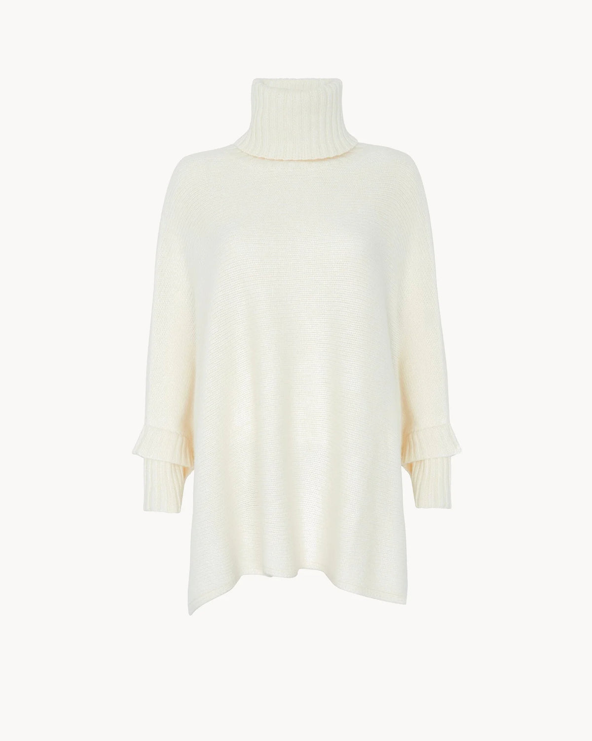 Kujten  -  Poncho Ciara Oversized Turtleneck Cashmere Poncho, 10-threads  -  White