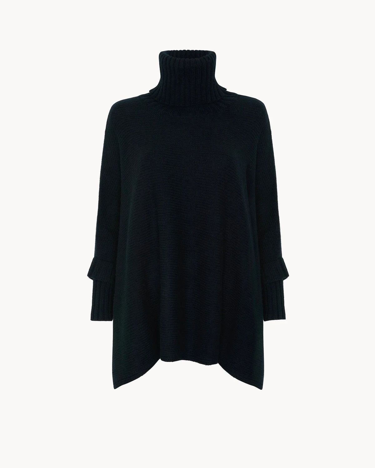 Kujten  -  Poncho Ciara Oversized Turtleneck Cashmere Poncho, 10-threads  -  Black