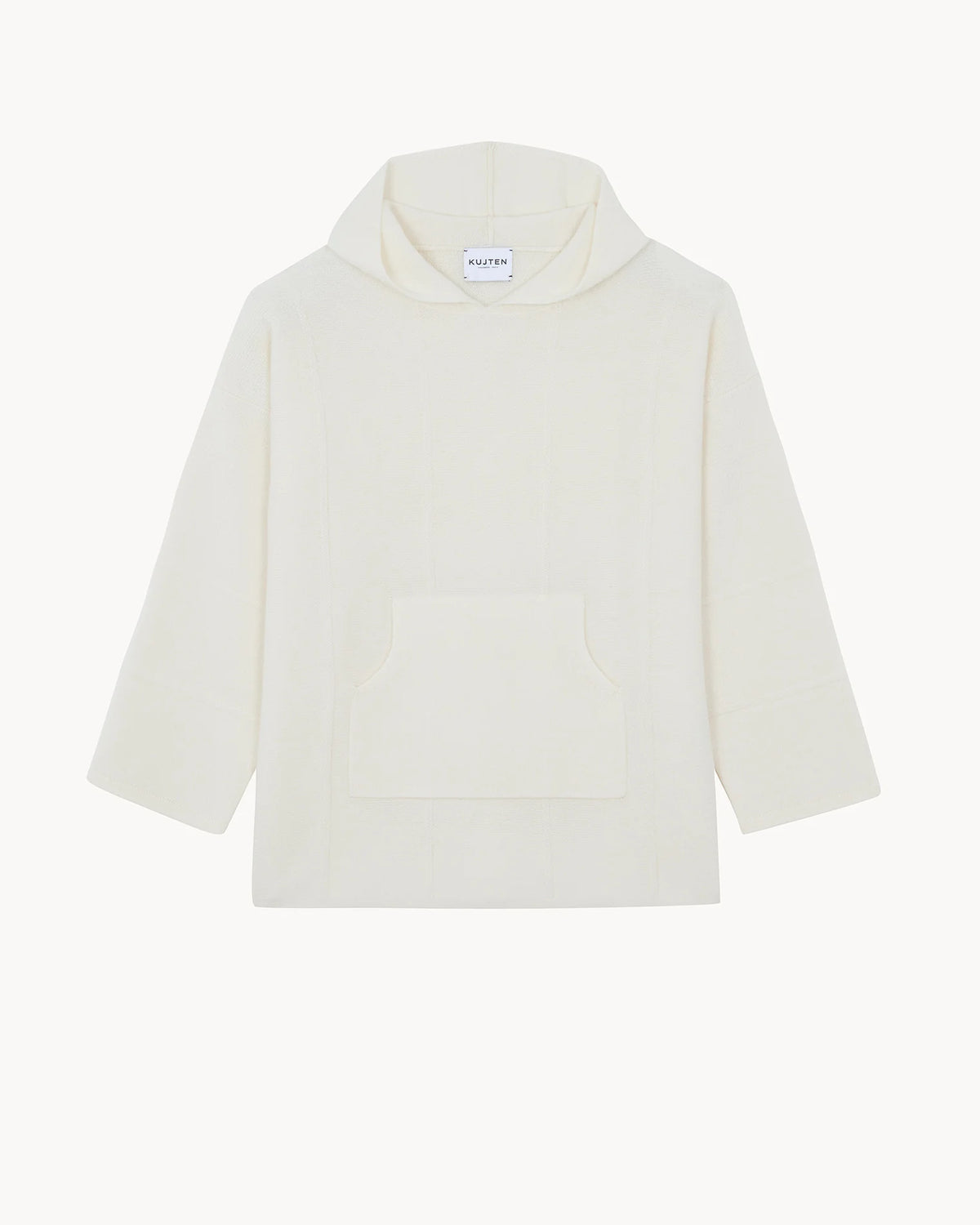 Kujten  -  Poncho Baja Oversized Cashmere Poncho With Hood, 4-threads  -  White