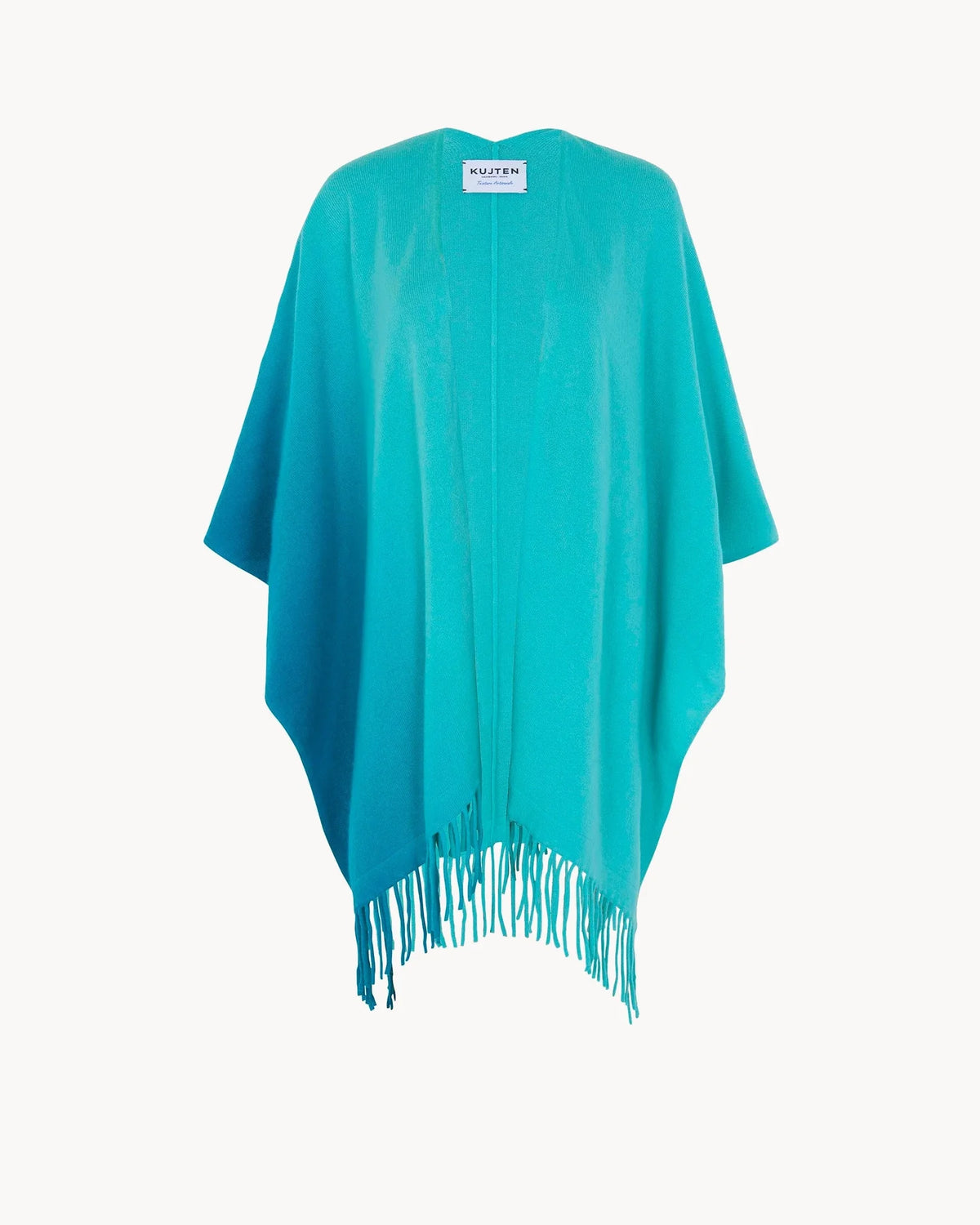 Kujten  -  Cape Aviva Dip Dye Women Fringed Cashmere Cape, 2-threads  -  Marshmallow Green