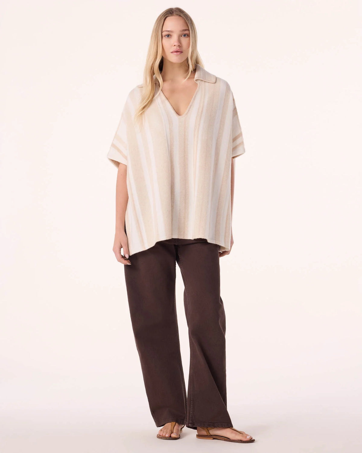 Kujten  -  Poncho Busara Striped Cashmere Poncho, 2-threads   -  Organic